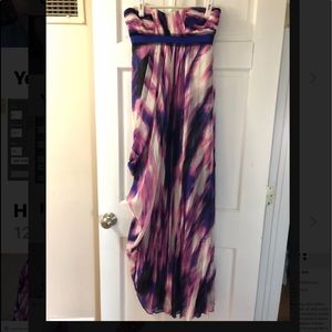 BCBGMaxAzira Watercolor silk Chiffon Gown